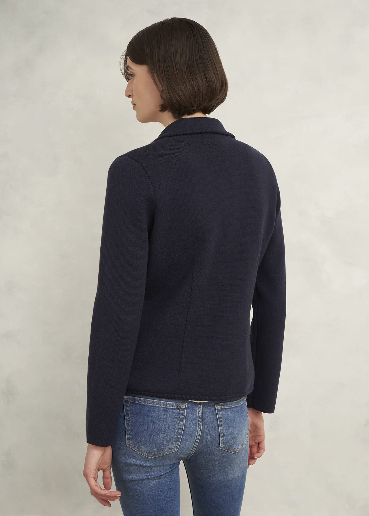 Holly Knitted Blazer With Wool, Hobbs Navy, hi-res