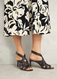 Velma Satin Sandals, Black, hi-res