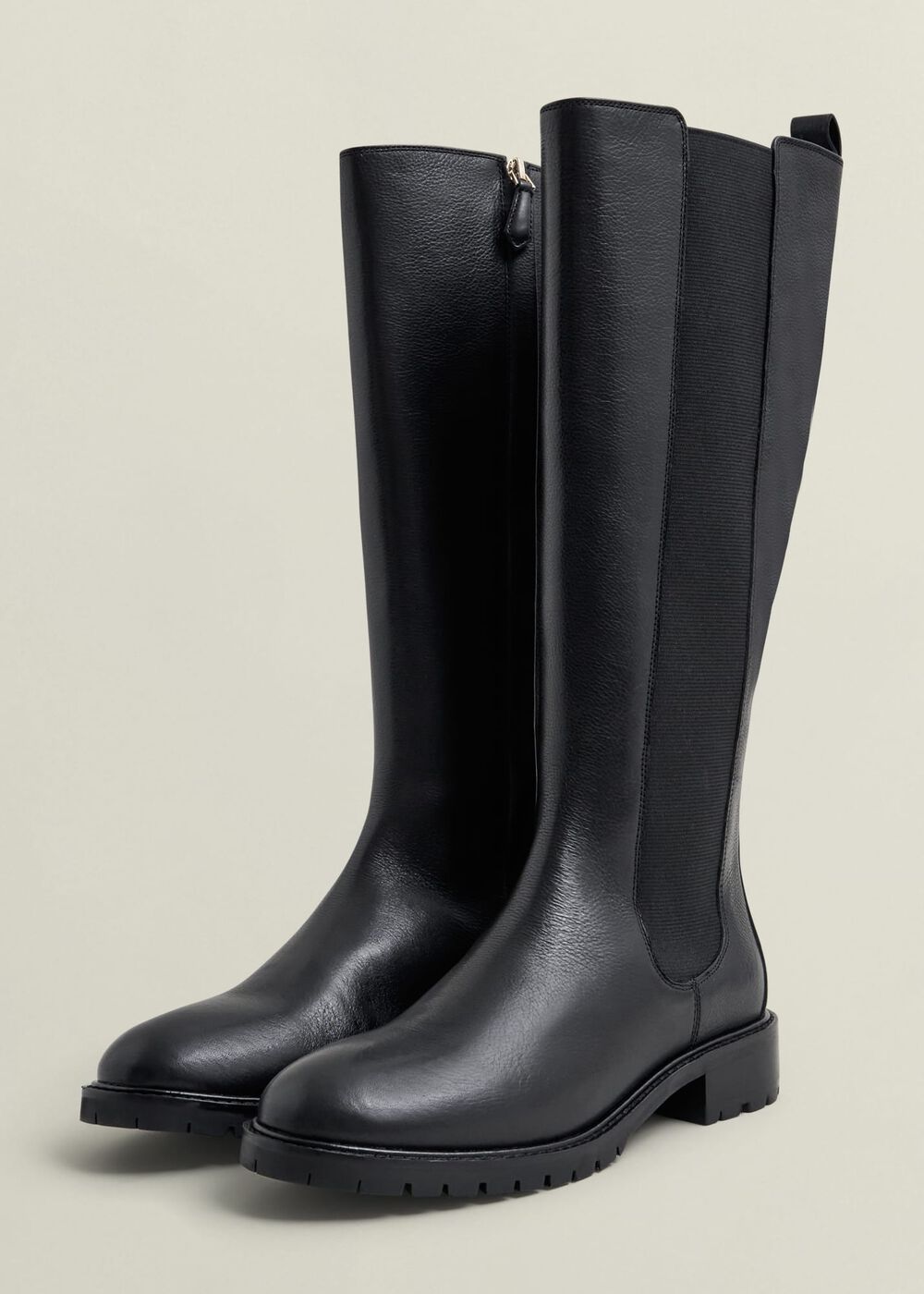 Perrie Leather Knee Boots, Black, hi-res