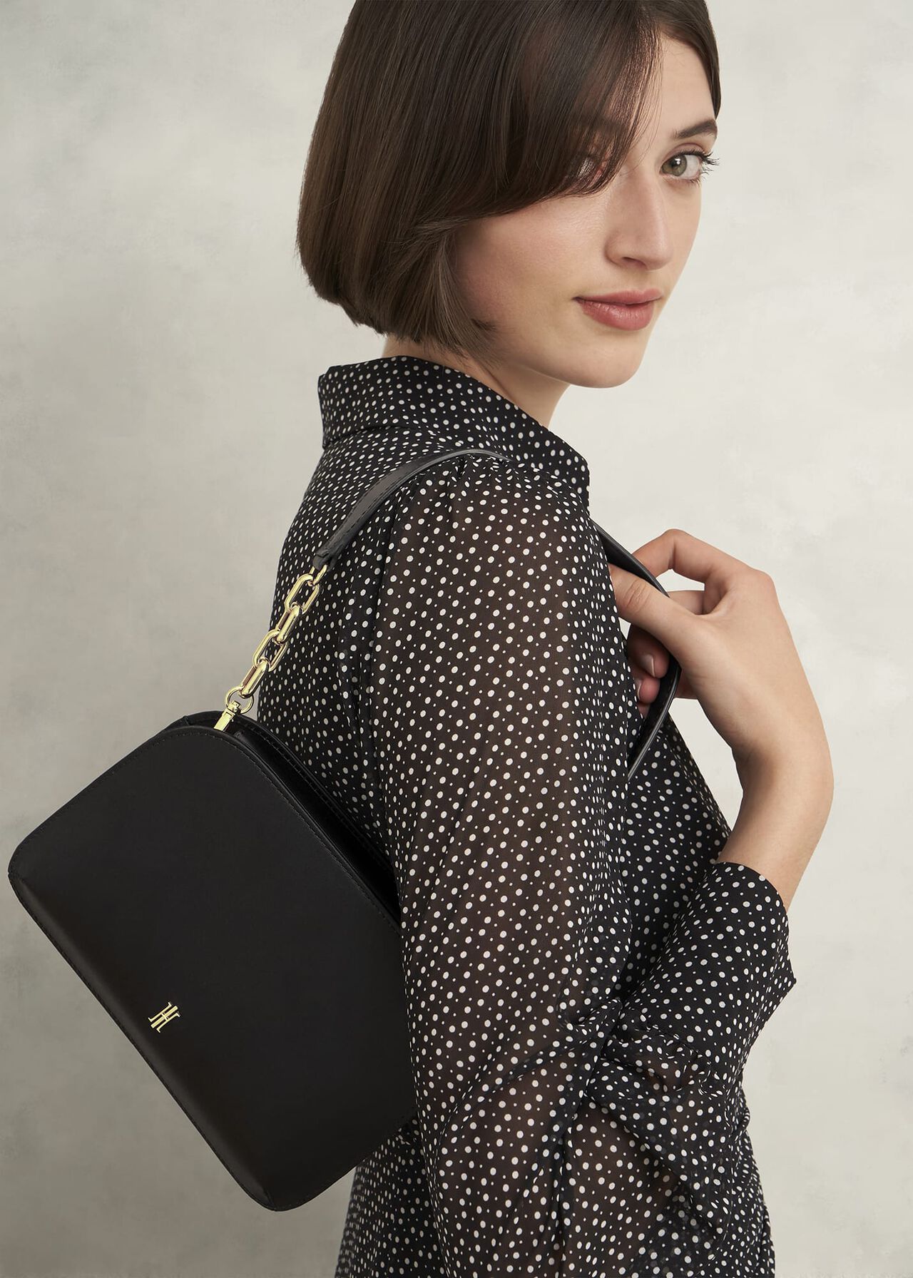 Milan Satin Clutch Bag, Black, hi-res