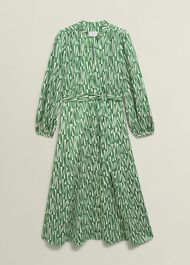 Deanery Midi Shirt Dress, Green Cream, hi-res
