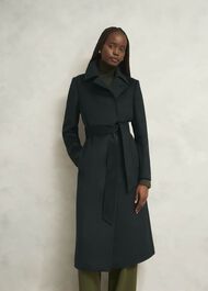 Petite Livia Wool Coat, Dark Green, hi-res