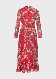 Helena Silk Fit And Flare Dress, Pink Multi, hi-res