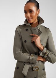Lisa Trench Shower Resistant Trench Coat, Olive Green, hi-res