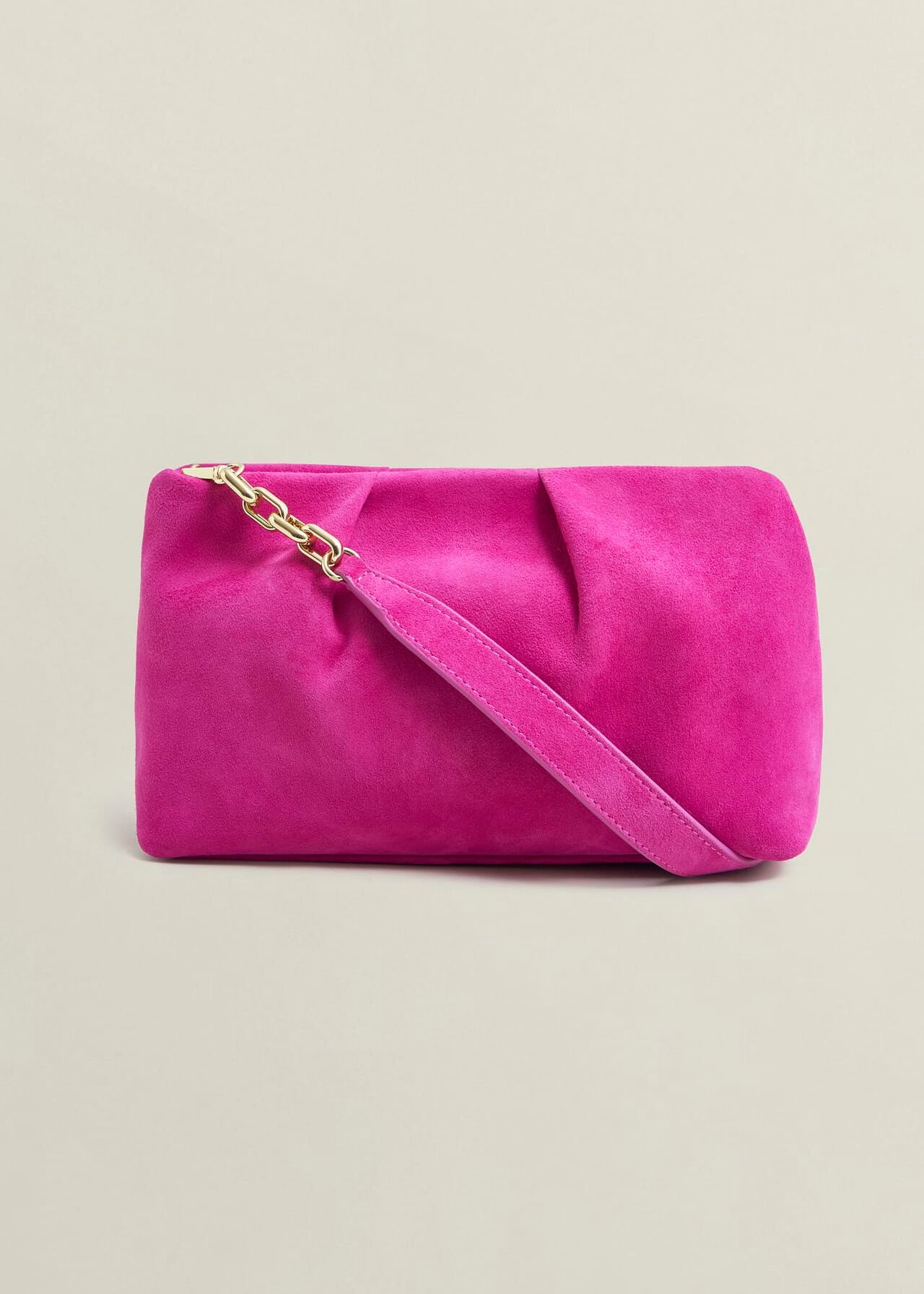 Clifton Suede Clutch, Bright Pink, hi-res