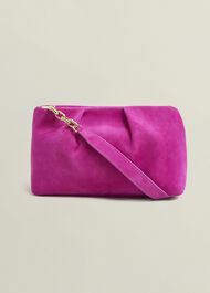 Clifton Suede Clutch, Bright Pink, hi-res