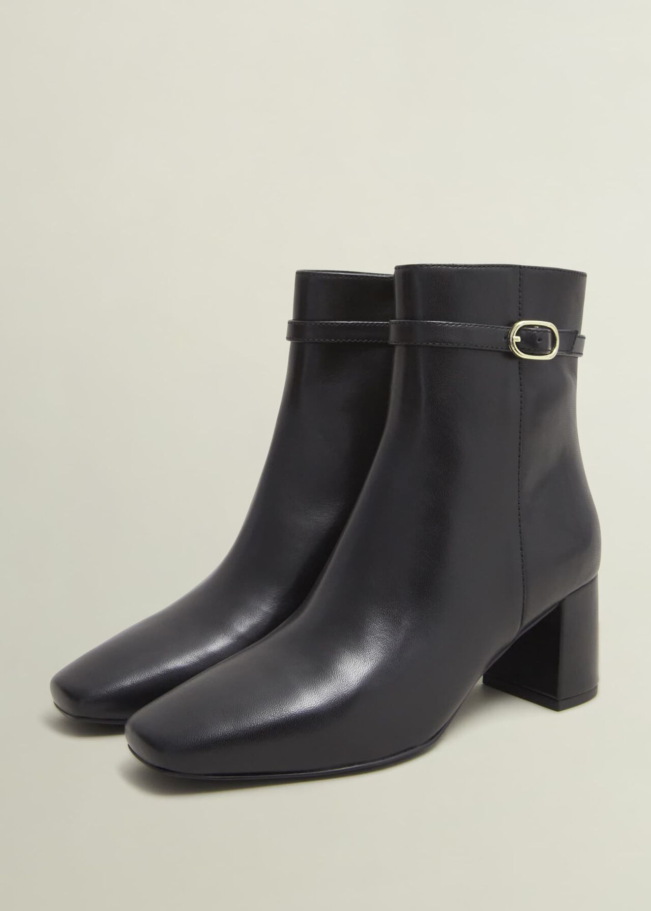 Gabriella Leather Ankle Boots, Black, hi-res