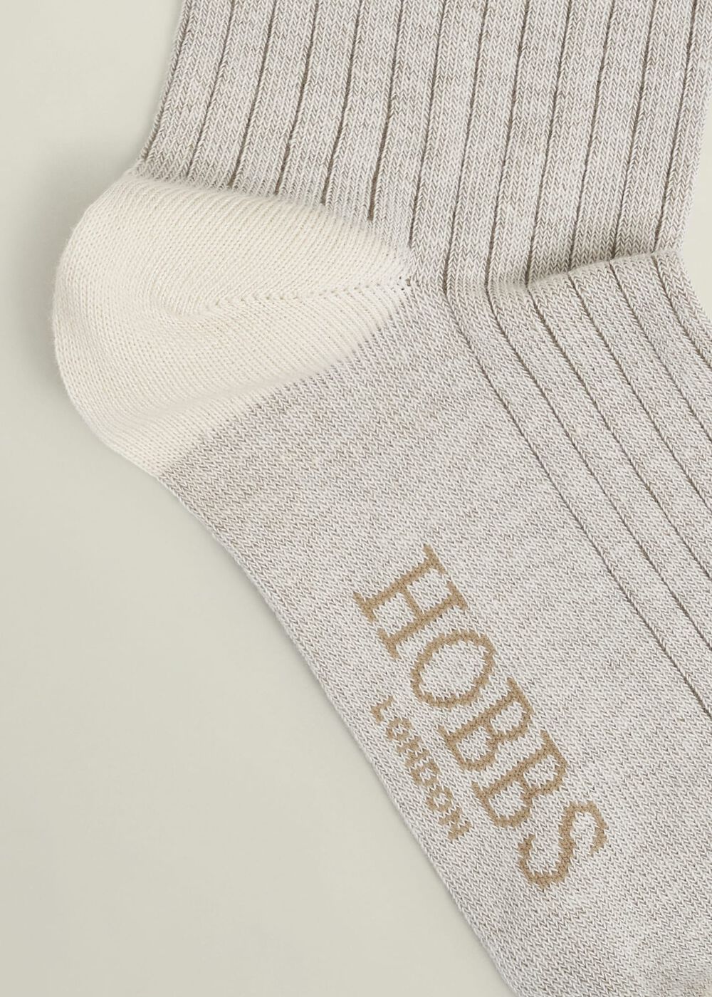 Ribbed Single Socks, Light Beige, hi-res