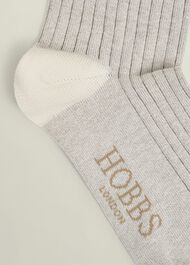 Ribbed Single Socks, Light Beige, hi-res