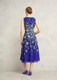 Petite Carly Gathered Neck Dress, Blue Multi, hi-res