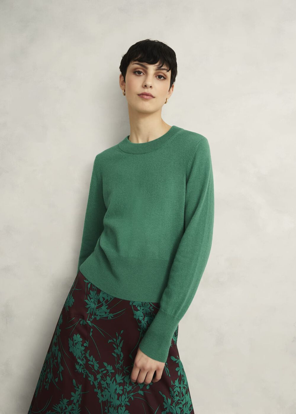 Tresco Wool Cashmere Jumper, Viridian Green, hi-res