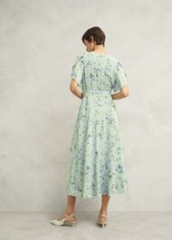 Petite Sophia Silk Belted Dress, Sage Multi, hi-res
