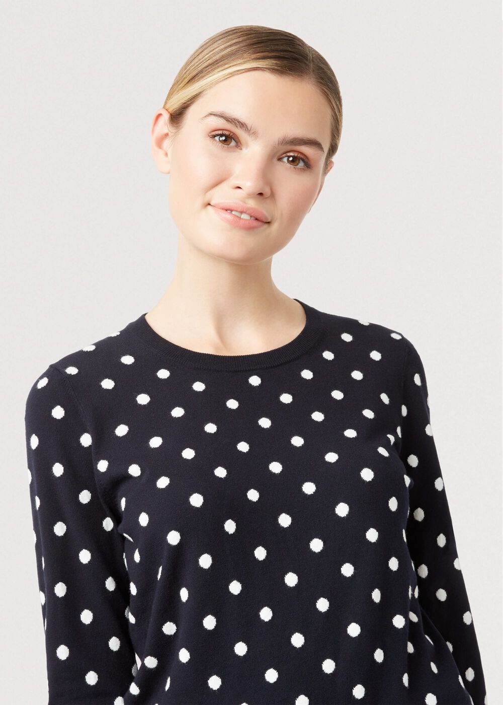 Athena Spot Sweater, Navy Ivory, hi-res