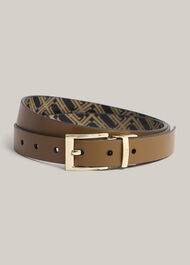 Pauline Leather Reversible Belt, Black Camel, hi-res