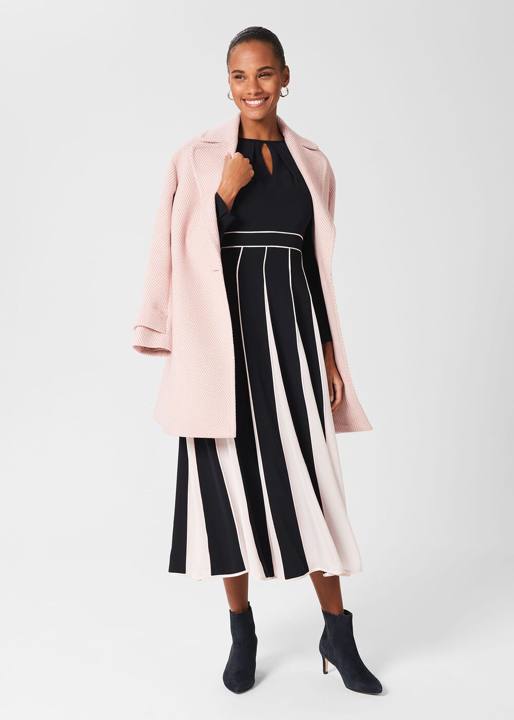Arielle Fit And Flare Midi Dress, Navy Pink, hi-res