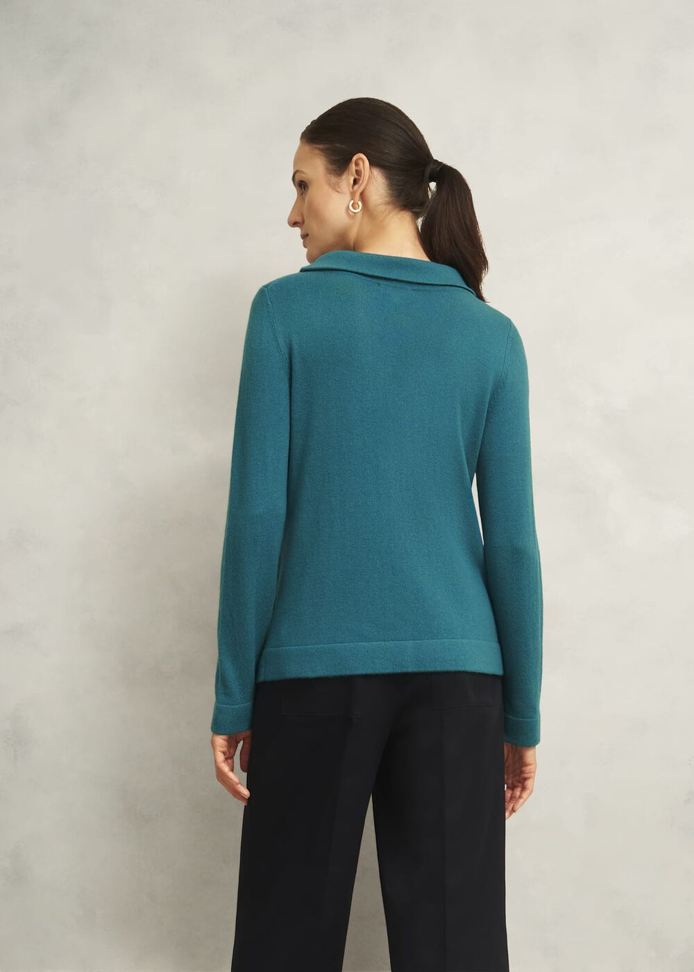 Dark Green Audrey Cashmere Blend Roll Neck Sweater, Deep Lake Green, hi-res