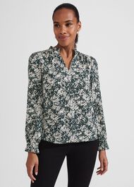 Delany Blouse, Green Ivory, hi-res