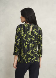 Julia Printed Top, Navy Green, hi-res