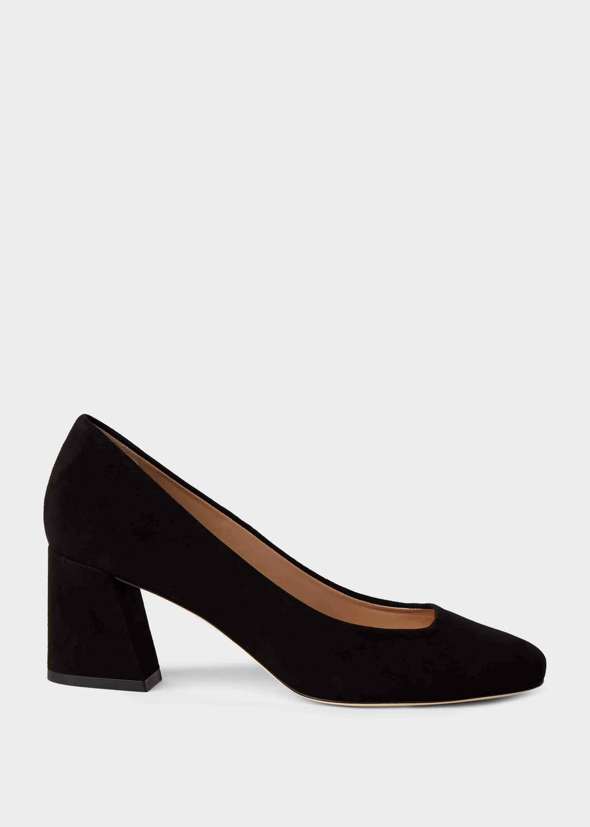 black block heel court shoe
