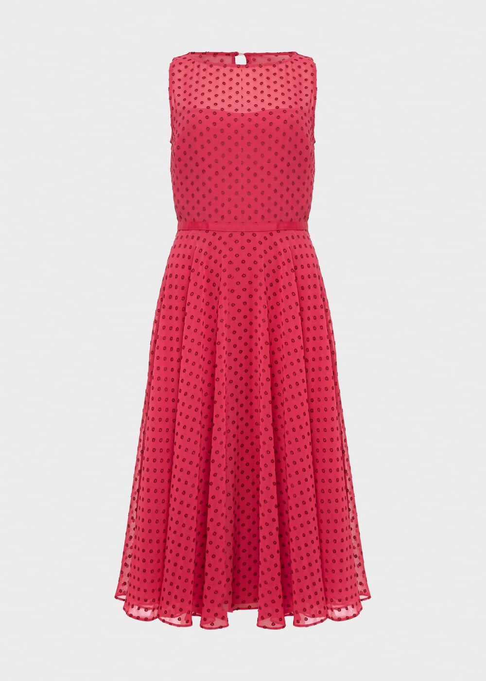 Petite Della Spot Fit And Flare Dress, Fuchsia Pink, hi-res