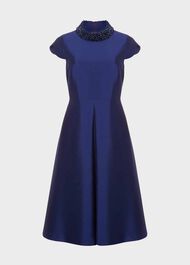 Christie Silk Wool Beaded Dress, Royal Blue, hi-res