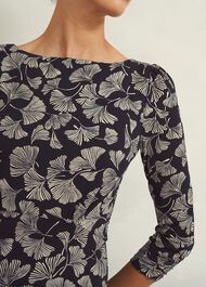 Petite Ginny Jersey Dress, Navy Cream, hi-res