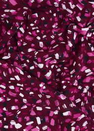 Burgundy Aimee Printed V Neck 3/4 Sleeve Top, Beryl Red, hi-res