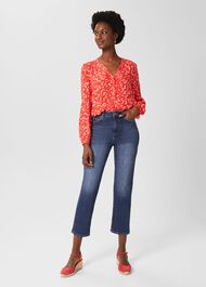 Felicity Blouse, Coral Red Ivory, hi-res