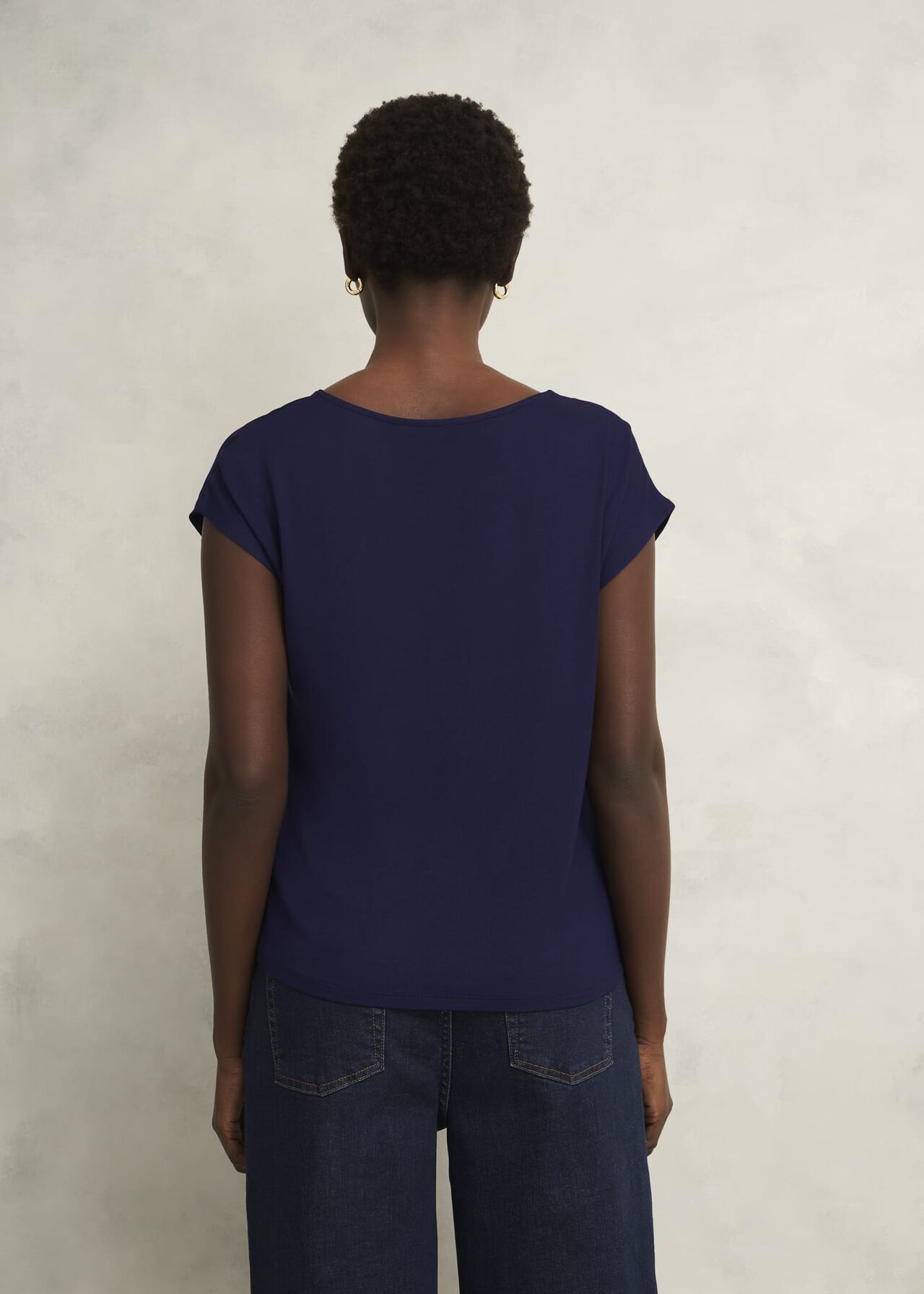 Sylvie Satin Front Top, True Navy, hi-res