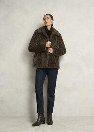 Dania Leopard Faux Fur Coat, Brown Multi, hi-res