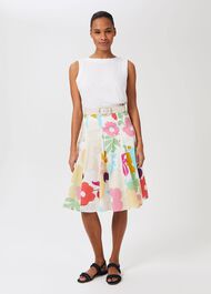 Melina Cotton Floral Full Skirt, White Multi, hi-res