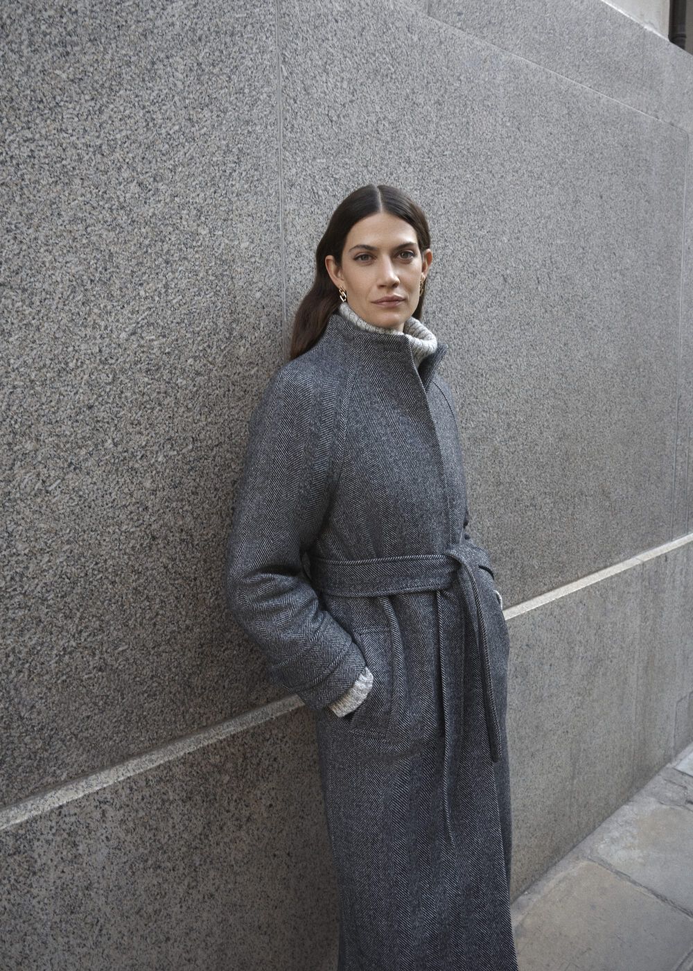 Talbot Wool Blend Coat, Black White, hi-res