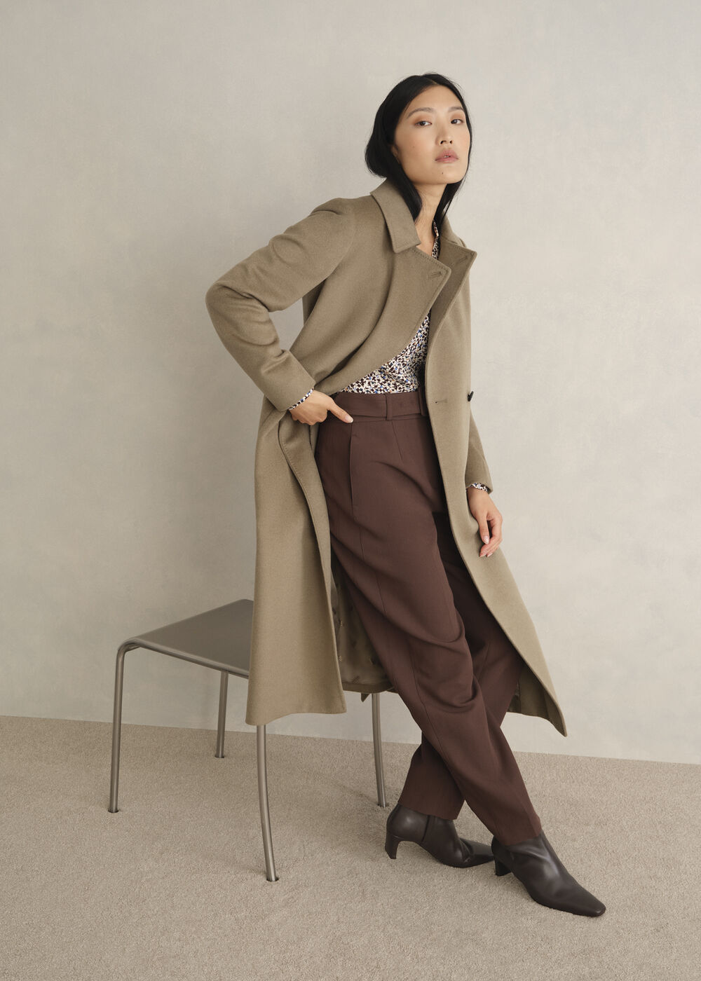 Petite Livia Wool Wrap Coat, Neutral, hi-res