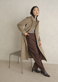 Petite Livia Wool Wrap Coat, Neutral, hi-res