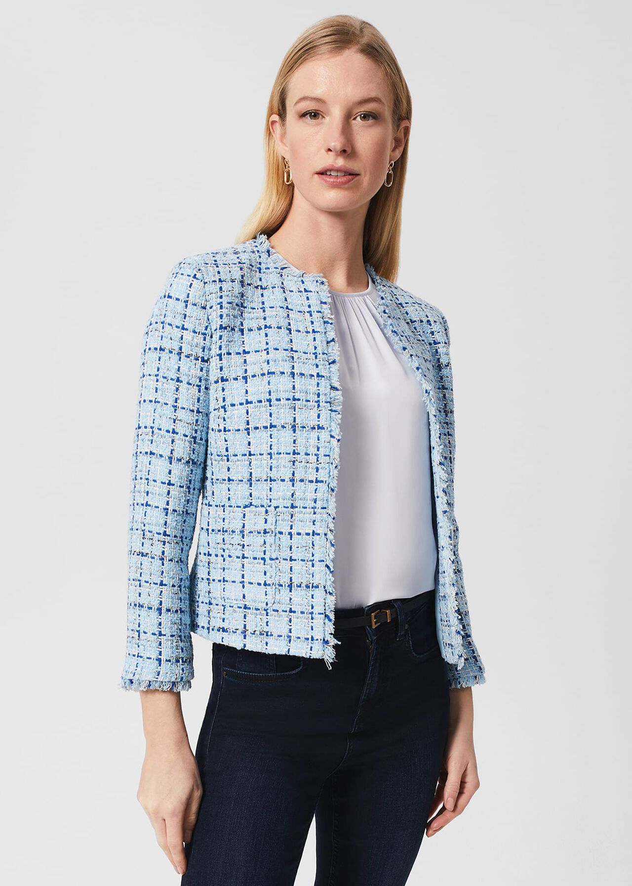 Mixed Material Collarless Jacket - Women - Ready-to-Wear