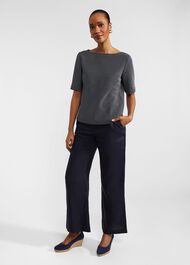 Nyla Textured Top, Navy Ivory, hi-res