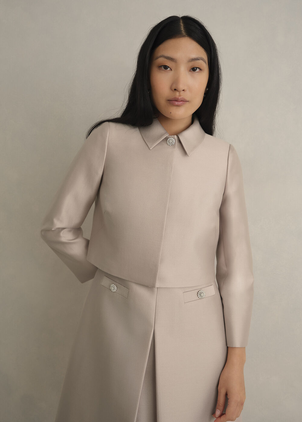 Avery Wool Silk Jacket, Oyster, hi-res