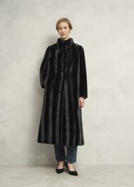 Misha Faux Fur Maxi Coat, Black, hi-res