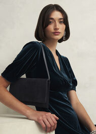 Renata Suede Clutch Bag, Black, hi-res