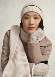 Acacia Wool Knit Gloves, Beige Black, hi-res