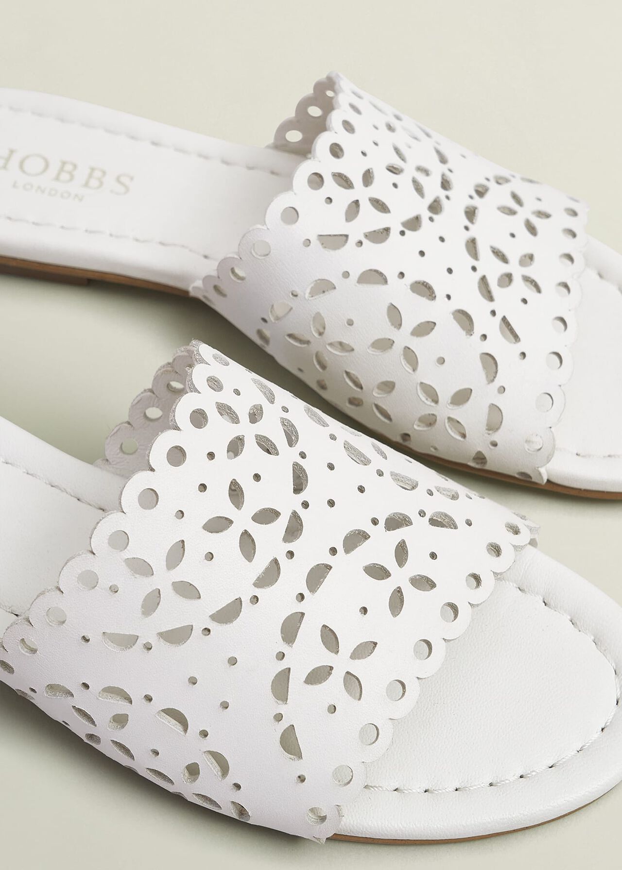 Brodie Leather Slides, Ivory, hi-res