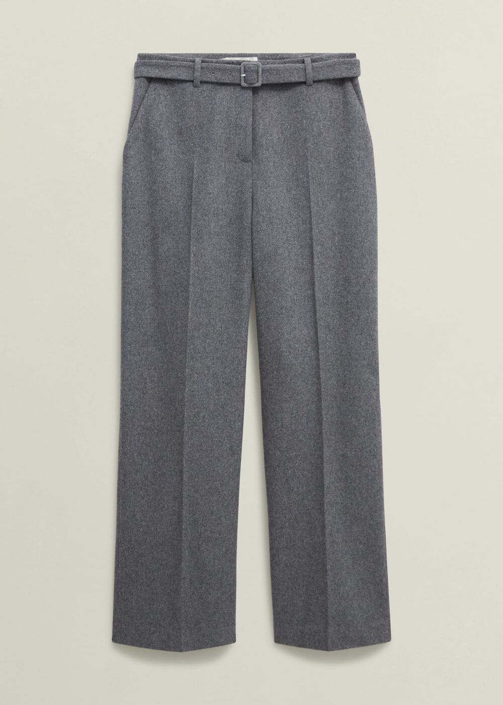 Elsie Wool Blend Wide Pants, Grey, hi-res