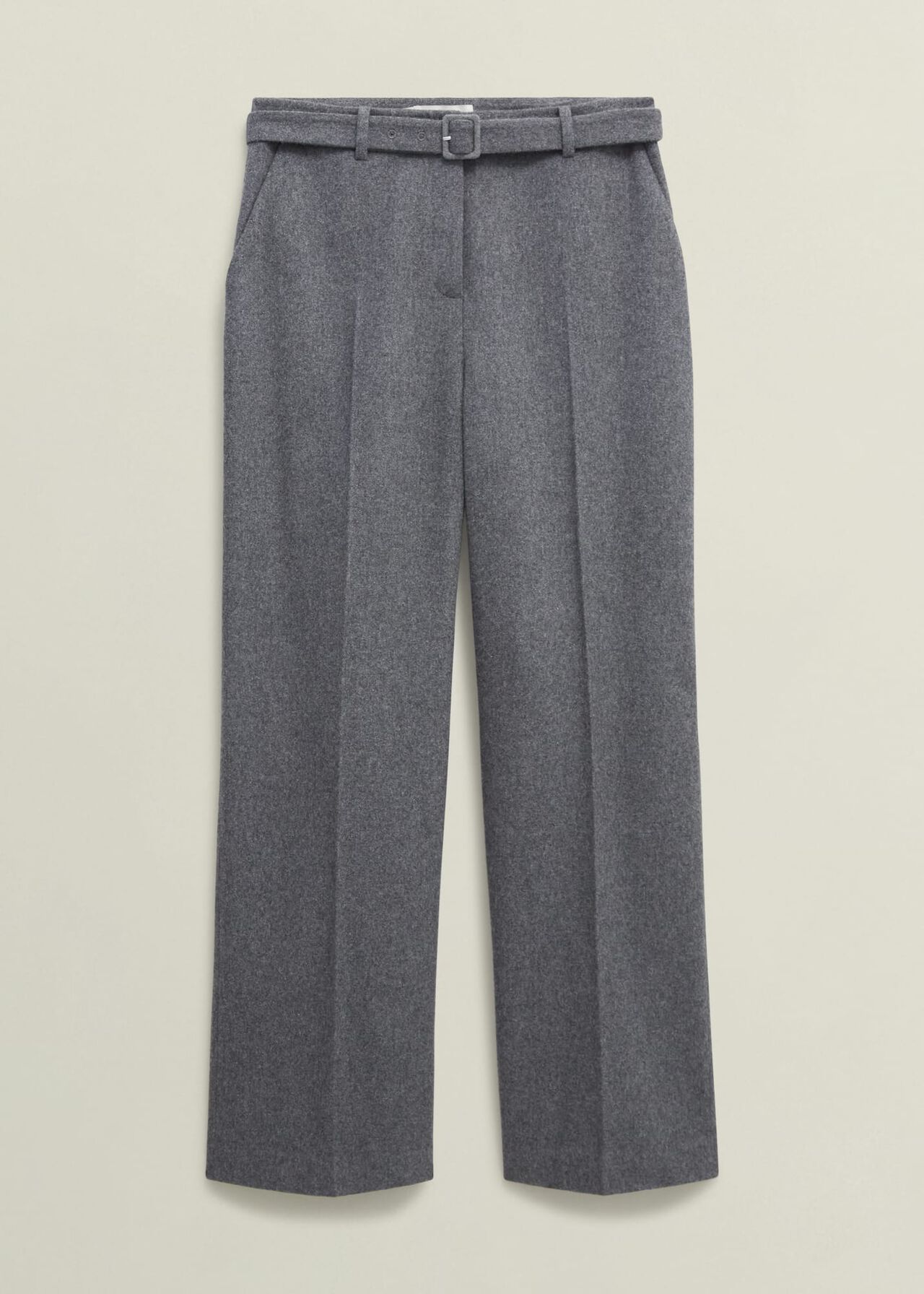 Elsie Wool Blend Wide Pants, Grey, hi-res