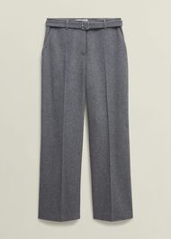 Elsie Wool Blend Wide Pants, Grey, hi-res