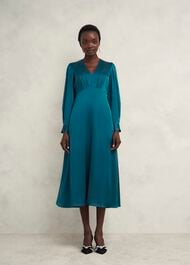 Anais Satin Midi Dress, Kyanite Blue, hi-res