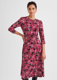 Mabel Jersey Dress, Black Pink, hi-res