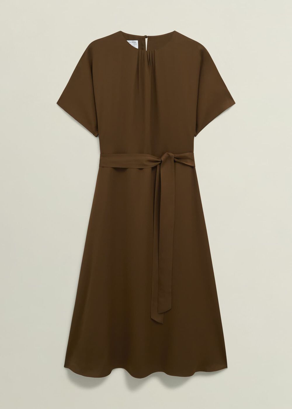 Darracott Tie Waist Midi Dress, Medlar Brown, hi-res