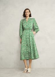 Deanery Midi Shirt Dress, Green Cream, hi-res