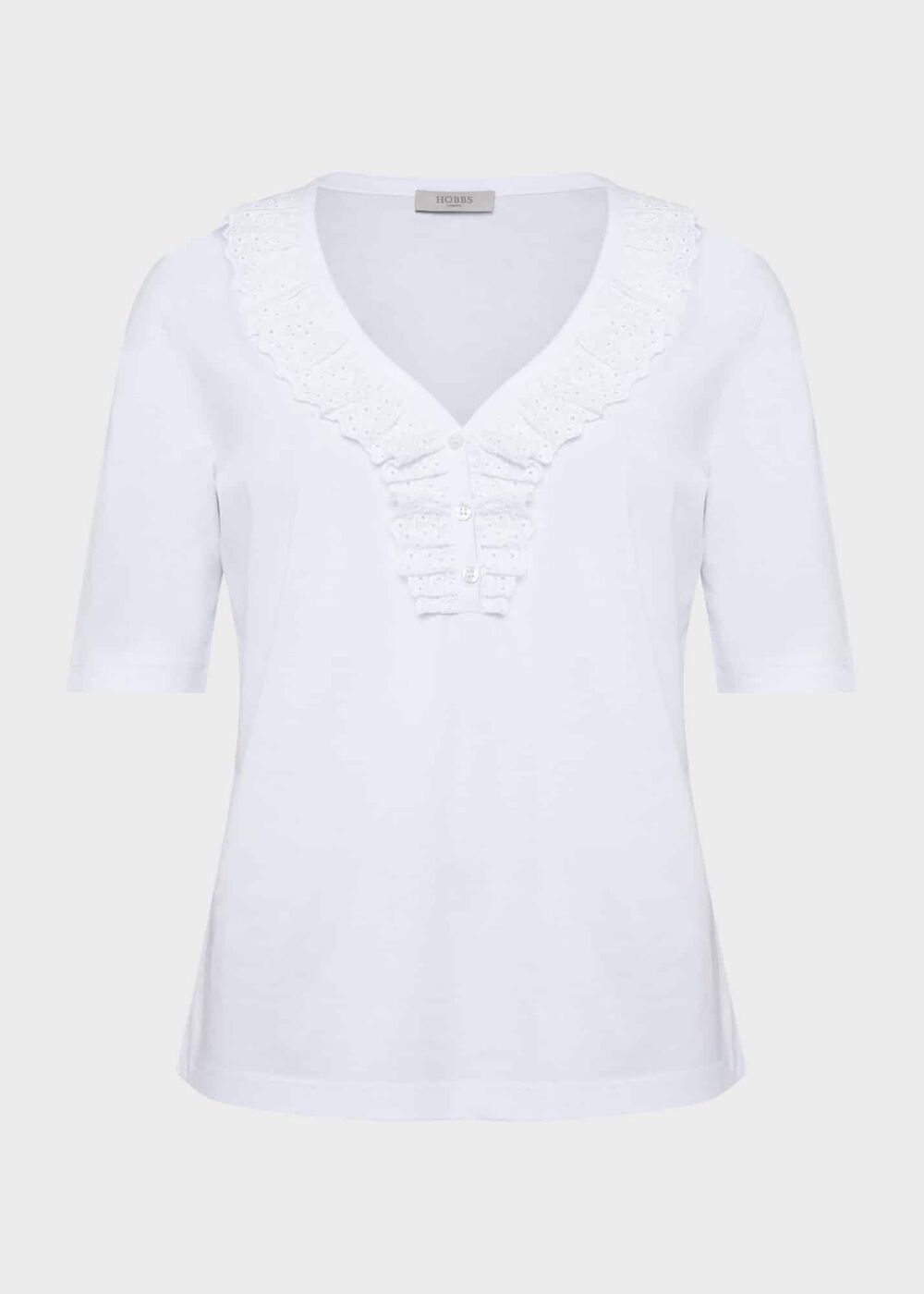 Demi Broderie Top, White, hi-res