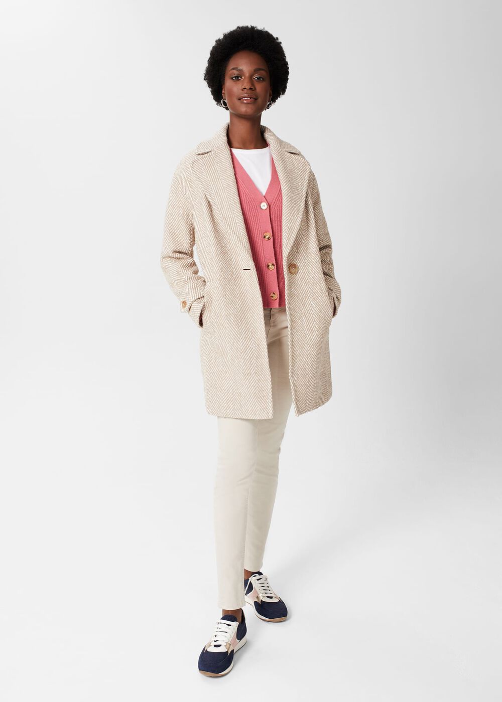 Carmen Coat With Wool , Biscuit Ivory, hi-res